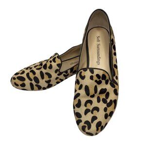 Soft Surroundings Womens Leopard Print Loafers Leather Upper Size 8M